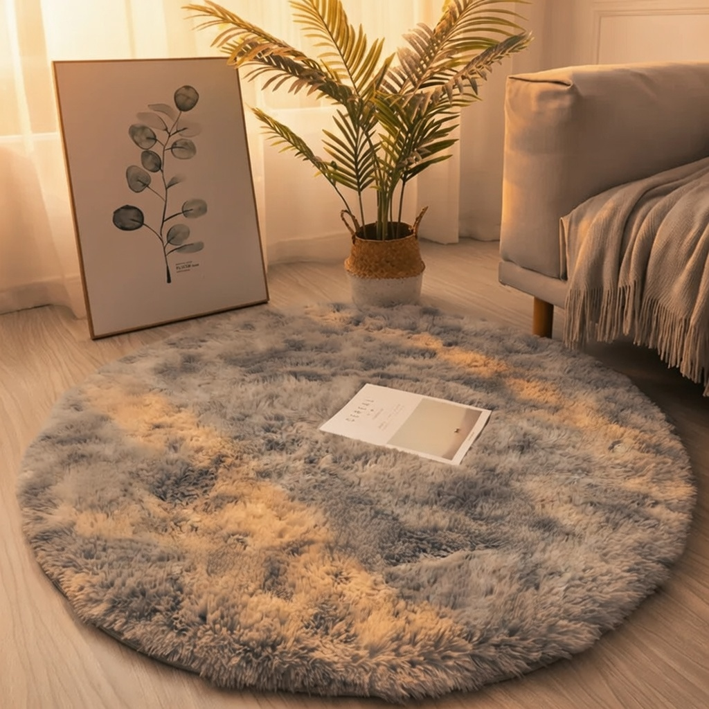 Fluffy circle rug