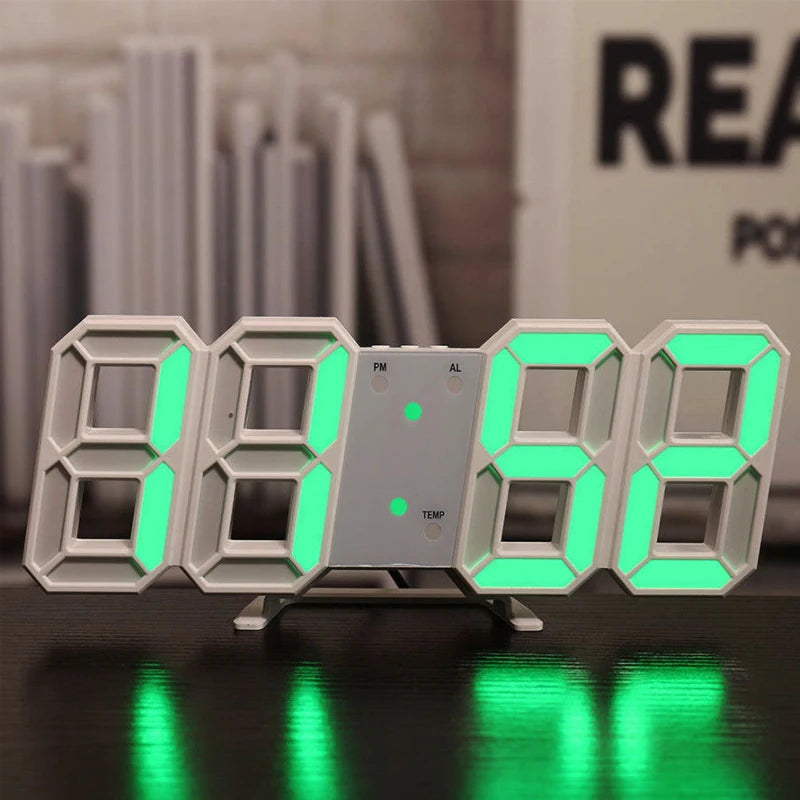 Elegan 3D LED Holographic Digital Clock – Floating Illusion Wall Art with Ambient Glow