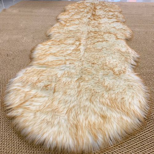 Fuzzy Plush Rug with Artificial Sheepskin, Ultra-Soft Living Room Rug, Artificial Fur Sofa Cushion, 2 X 6 Feet